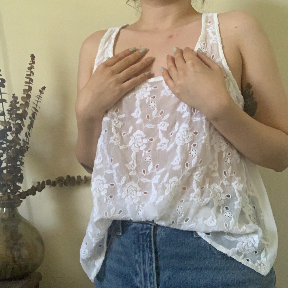 Abercrombie and Fitch eyelet open back top